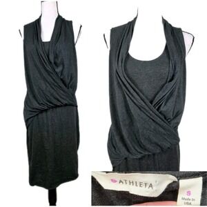 Athleta Dress Faux Wrap Ruched Duet Stretch Jersey Small Athleisure Tennis 3085